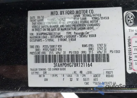 2011 Ford Fusion Se z USA, uszkodzony, nr VIN 3FAHP0HG7BR121164
